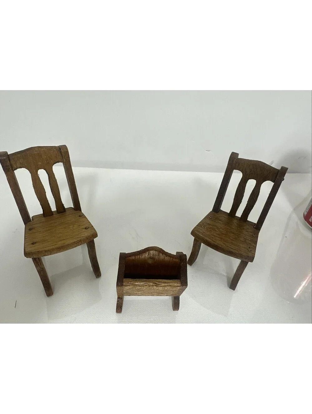 Vintage Shackman Japan Wood Dollhouse Furniture Chairs Cradle Miniature 1:6 MCM